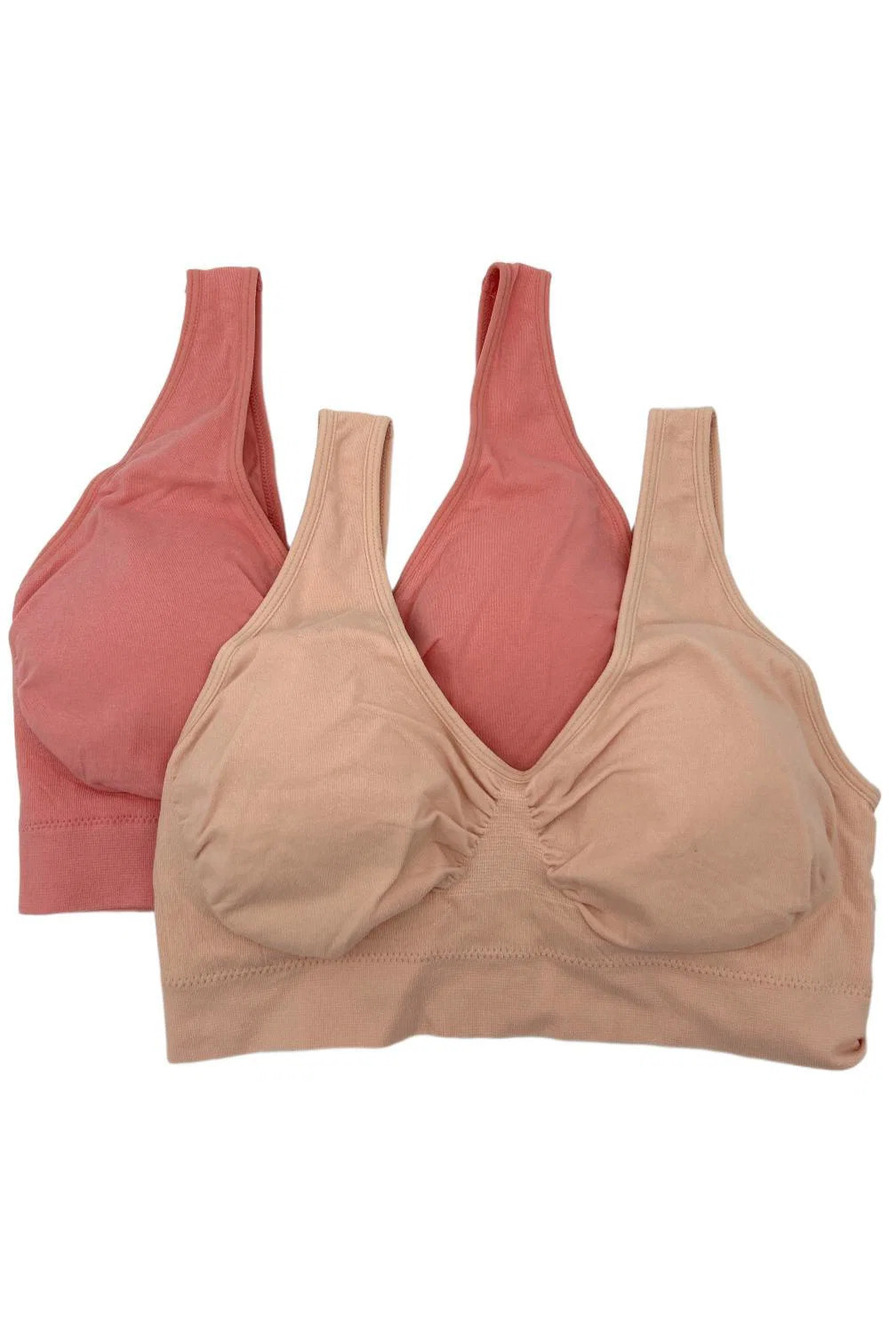 Jockey Women's 2-Pack Seamfree Back Smoothing Bra Coral/Pink - Regular